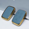 JVCV® Premium Soft Gold Border TPU Leather Pattern Key Cover Compatible with Range Rover Evoque Velar Sport Discovery Freelander & Jaguar XF, XJ, XE, F-PACE