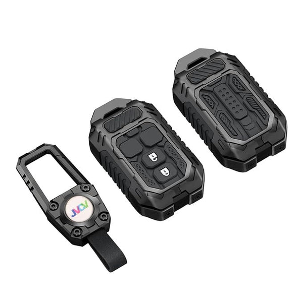 JVCV® Rugged Armor Metal Key Cover – Black Finish – Compatible with Suzuki Victoris, Jimny, Fronx, Grand Vitara, Baleno, XL6, Swift, Ertiga, Dzire & Toyota Urban Cruiser, Glanza, Hyryder – 2 Button Smart Key