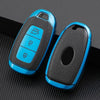 JVCV® Premium Soft TPU Leather Pattern Key Cover Compatible with Hyundai Verna 3 Button Smart Key