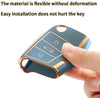 JVCV® Gold Border TPU Key Cover – Compatible with Skoda Kylaq, Slavia, Kushaq, Octavia, Kodiaq, Superb & VW Taigun, Tiguan, Virtus, T-ROC – Folding Key