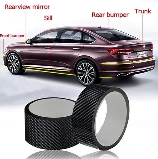 JVCV® Car Sticker 5D Gloss Carbon Fiber Rubber,Entry Guard Protector Strip Car Door Sill Protector,Bumper Door Guard Scuff Plate Protectors Tape Anti-Scratch Step