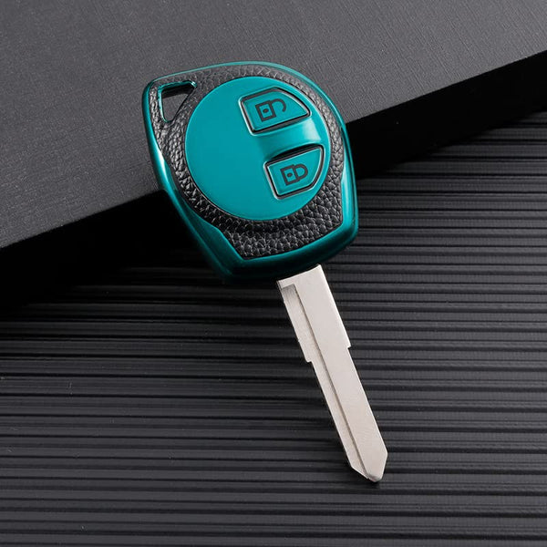 JVCV® Premium Soft TPU Leather Pattern Key Cover Compatible with 2 Button Key for Maruti Suzuki Swift Baleno S-Cross Ciaz Dzire WagonR SX4 Ritz