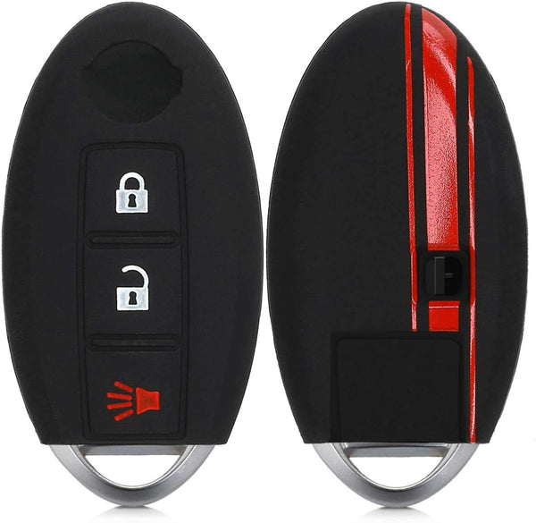 JVCV® Car Key Cover Compatible with Nissan Push Button Smart Key - Rally Stripe