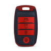 JVCV® Premium Soft TPU Leather Pattern Key Cover Compatible with Kia Seltos Sonet Carens 4 Button Smart Key