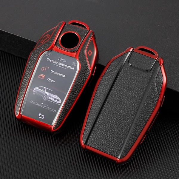 JVCV® Premium Soft TPU Leather Pattern Key Cover Compatible with BMW X Series Key