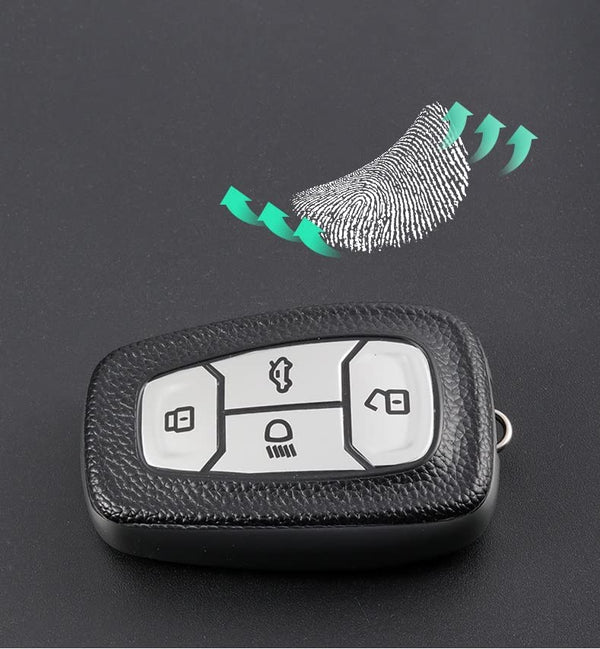 JVCV® Premium Soft TPU Leather Pattern Key Cover Compatible with Tata Nexon, Harrier, Tiago EV, Altroz, Tigor, Safari, Nexon EV, Punch, Punch EV 4 Button Smart Key