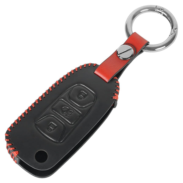 JVCV® Soft Handmade Leather Key Cover Compatible with Tata Curvv Tiago Tigor Nexon Punch Hexa Zest Bolt Safari Storme Flip Key