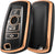 JVCV® Gold Border TPU Key Cover Compatible with BMW X4, X3, 5 Series, 6 Series, 3 Series, 7 Series 4 Button Smart Key (Black)