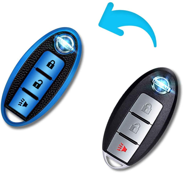 JVCV® Premium Soft TPU Leather Pattern Key Cover Compatible with Nissan Smart Key