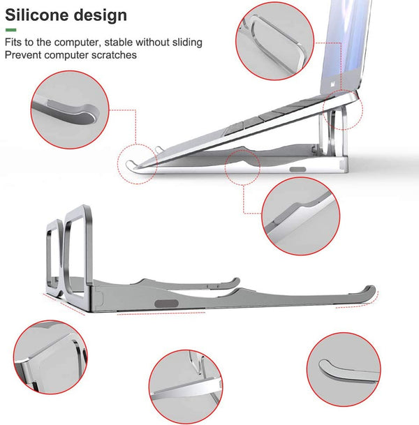 JVCV® Creative Laptop Stand, Ergonomic Foldable Portable Aluminum Cooling Desktop Holder Riser for Notebook Tablet, Compatible with MacBook Air Pro More 10-15.6” Laptops