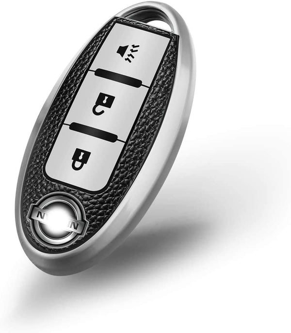 JVCV® Premium Soft TPU Leather Pattern Key Cover Compatible with Nissan Smart Key