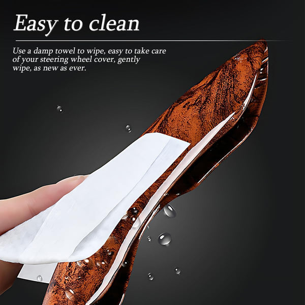 JVCV® Premium ABS Steering Wheel Trim Cover – Wood Pattern | Luxury Car Interior Decorative Overlay | Anti-Slip Scratch-Resistant Stylish Upgrade | Universal Fit for Most Cars