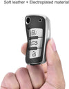 JVCV® Premium Soft TPU Leather Pattern Key Cover Compatible with Audi A1 A3 A6 Q2 Q3 Q7 TT TTS R8 S3 S6 RS3 Folding Key