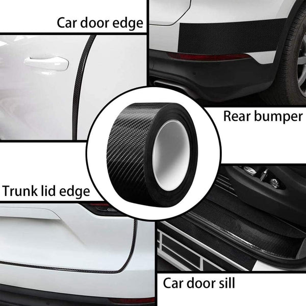 JVCV® Car Sticker 5D Gloss Carbon Fiber Rubber,Entry Guard Protector Strip Car Door Sill Protector,Bumper Door Guard Scuff Plate Protectors Tape Anti-Scratch Step