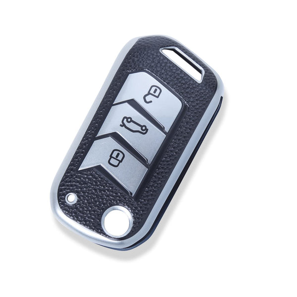JVCV® Premium Soft TPU Leather Pattern Key Cover Compatible with Mahindra XUV 700, 3XO, Thar, Marazzo, Bolero, Scorpio, Scorpio N, XUV 300, XUV 400 EV, Thar Roxx 3 Button flip Key