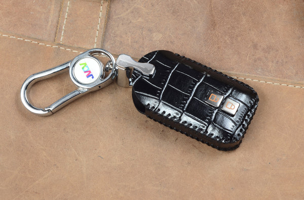 JVCV® Handmade Leather Crocodile Pattern Key Cover – Compatible with Suzuki Jimny, Fronx, Grand Vitara, Baleno, XL6, Swift, Ertiga, Dzire & Toyota Rumion, Urban Cruiser, Glanza, Hyryder – Smart Key