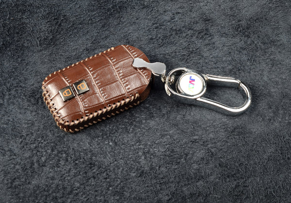 JVCV® Handmade Leather Crocodile Pattern Key Cover – Compatible with Suzuki Jimny, Fronx, Grand Vitara, Baleno, XL6, Swift, Ertiga, Dzire & Toyota Rumion, Urban Cruiser, Glanza, Hyryder – Smart Key