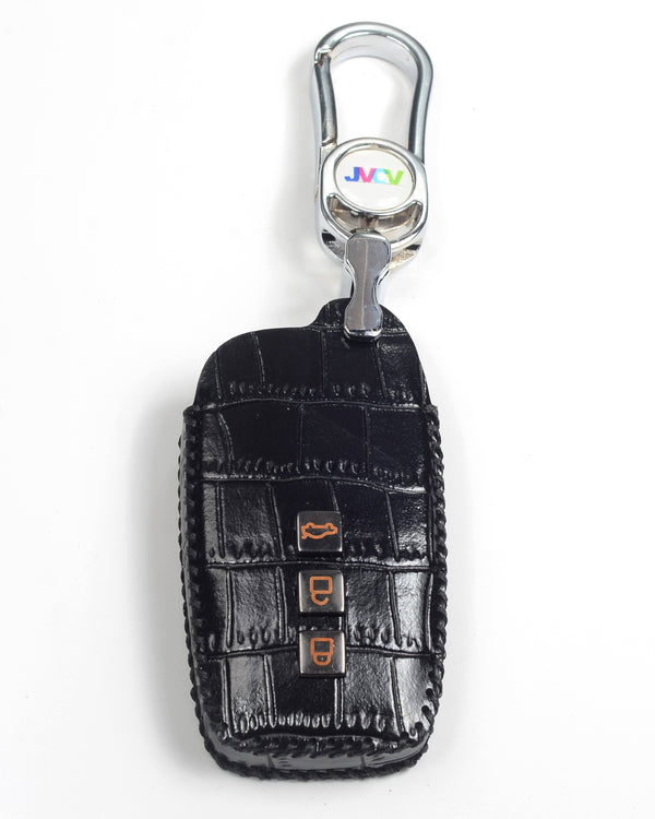 JVCV® Handmade Leather Crocodile Pattern Key Cover – Compatible with Toyota Fortuner, Hilux, Innova Crysta, Fortuner Legender, Innova HyCross, Land Cruiser – 2B/3B Smart Key