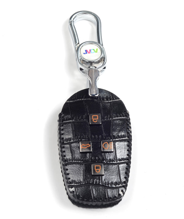 JVCV® Handmade Leather Crocodile Pattern Key Cover – Compatible with Tata Nexon, Harrier, Safari, Punch, Altroz & More – 4 Button Smart Key
