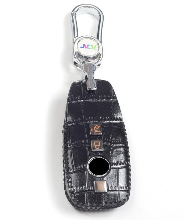 JVCV® Handmade Leather Crocodile Pattern Key Cover – Compatible with Mercedes-Benz E-Class, S-Class, A-Class, C-Class & G-Class Smart Key