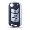 JVCV® Premium Soft TPU Leather Pattern Key Cover Compatible with Mahindra Flip Key