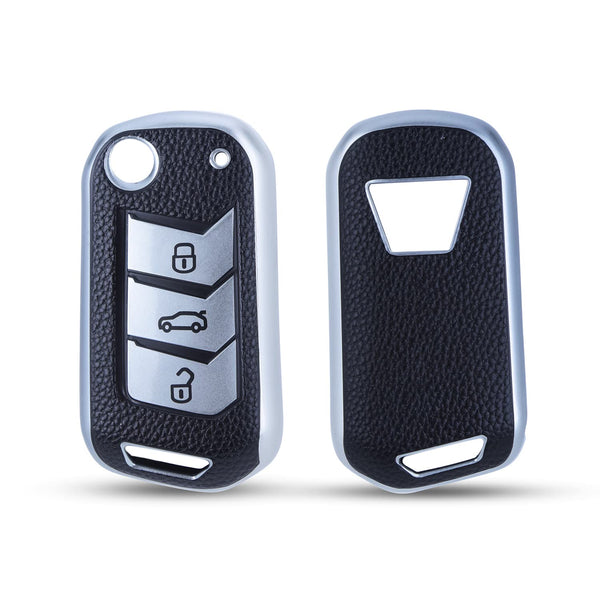 JVCV® Premium Soft TPU Leather Pattern Key Cover Compatible with Mahindra XUV 700, 3XO, Thar, Marazzo, Bolero, Scorpio, Scorpio N, XUV 300, XUV 400 EV, Thar Roxx 3 Button flip Key