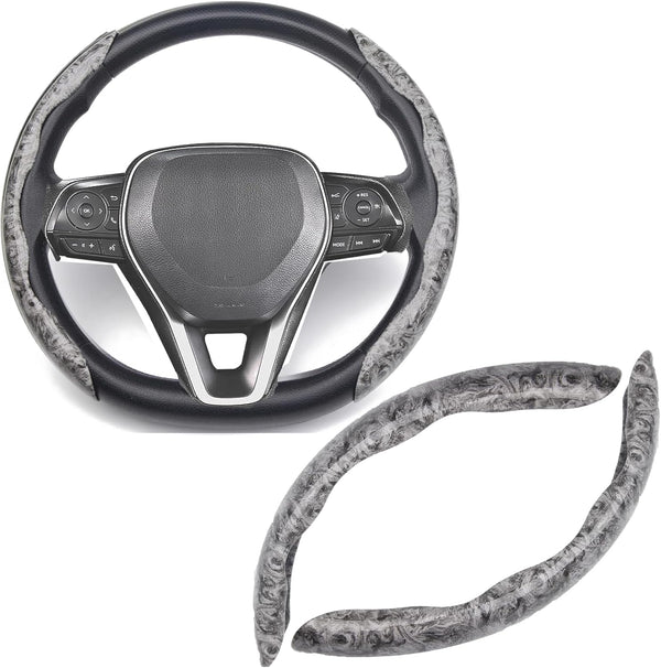 JVCV® Premium ABS Steering Wheel Trim Cover – Wood Pattern | Luxury Car Interior Decorative Overlay | Anti-Slip Scratch-Resistant Stylish Upgrade | Universal Fit for Most Cars