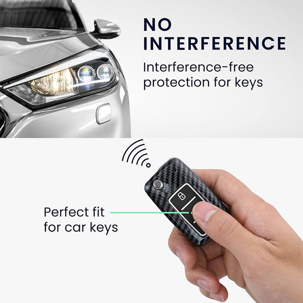 JVCV® Hard Case Key Cover – Carbon Black Finish – Compatible with Volkswagen Polo, Vento, Jetta, Ameo, Passat & Skoda Rapid, Laura, Superb, Octavia, Fabia, Yeti Folding Key