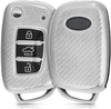JVCV® Soft TPU Carbon Fiber Style Car Key Cover Compatible with Hyundai Flip Key
