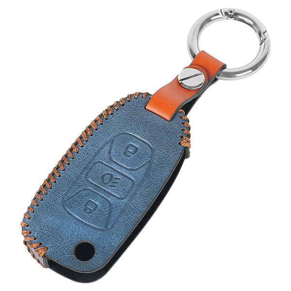 JVCV® Soft Handmade Leather Key Cover Compatible with Tata Curvv Tiago Tigor Nexon Punch Hexa Zest Bolt Safari Storme Flip Key