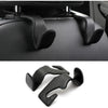 Headrest Hooks for Car, Back Seat Organizer Black Leather Hanger Holder Hook, for Hanging Purses and Bags and Coats, Pack of 2