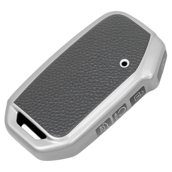 JVCV® Premium Soft TPU Leather Pattern Key Cover Compatible with Kia Seltos Facelift HTX and Carens X Line 4 Button Smart Key