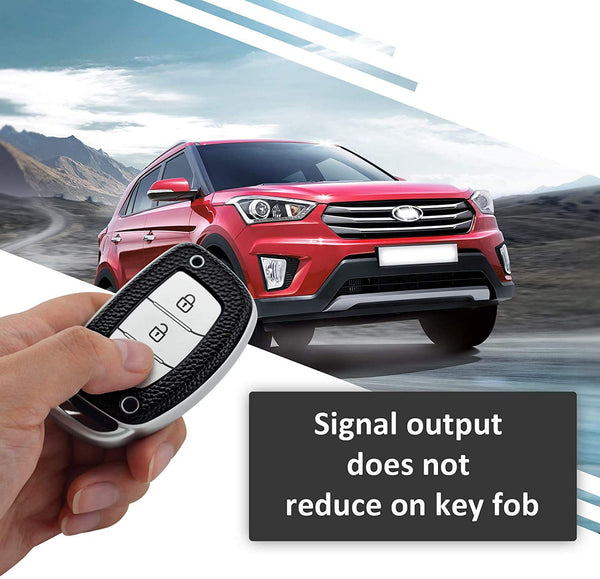 JVCV® Premium Soft TPU Leather Pattern Key Cover Compatible with Hyundai Creta, i10 Grand, i20 Elite, i20 Active, Xcent, Verna 4s, Tucson, Elantra, Grand i10 Nios 3 Button Smart Key