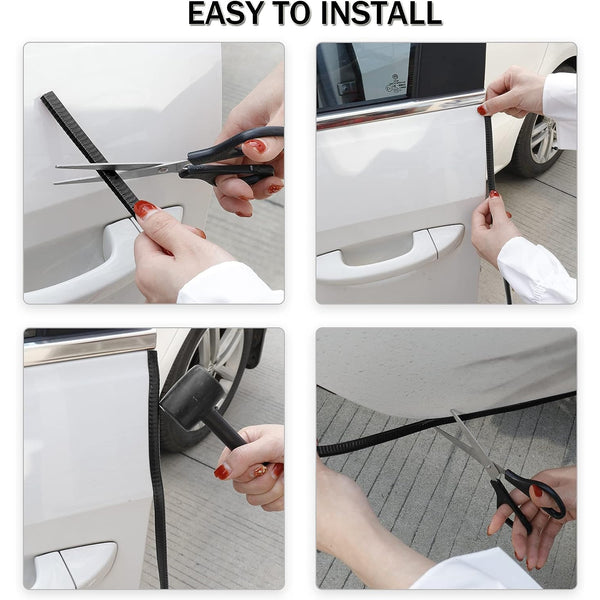 5 Mtr Door Edge Guard Black Car Door Edge Guards Door Edge Protector for Cars Rubber Auto Door Trim U Shape Build in Metal Sheet No Need Adhesive Easy to Cut Door Guards for Most Cars (Black)