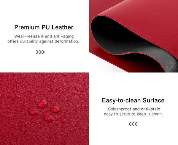 JVCV® Large Premium Vegan Leather Desk Mat Non Slip Extended Mouse Pad Reversible for Work from Home Office Gaming Accessories 80 X 40 cm
