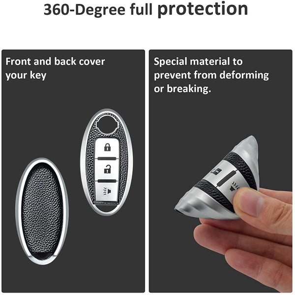JVCV® Premium Soft TPU Leather Pattern Key Cover Compatible with Nissan Smart Key
