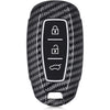 Hard Case Key Cover Compatible with Hyundai Verna 3 Button Smart Key (Carbon Black)