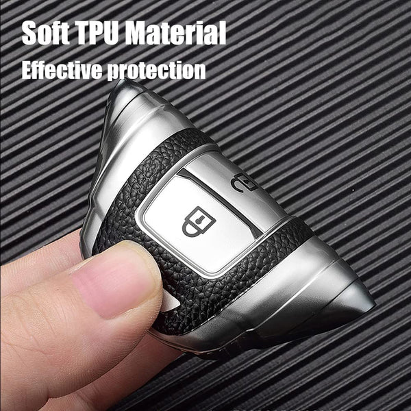 JVCV® Premium Soft TPU Leather Pattern Key Cover Compatible with Hyundai Verna 3 Button Smart Key