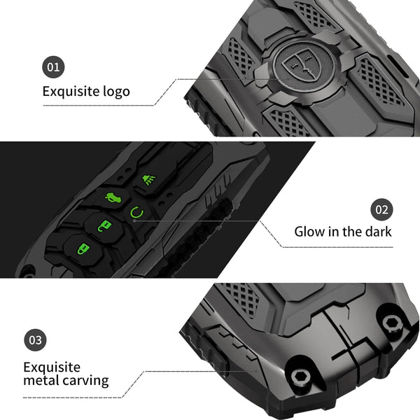 JVCV® Metal Key Cover compatible with Honda City, Elevate, Civic, Jazz, Amaze, CR-V, WR-V, BR-V 3/4 Button Push Button Start Smart Key