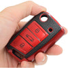 Premium Soft TPU Leather Pattern Key Cover Compatible with Skoda Kushaq Taigun Tiguan Virtus Octavia Kodiaq Superb Folding Key (Silver)