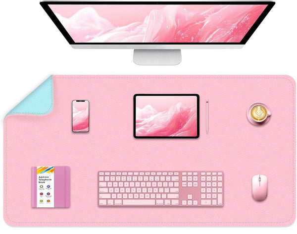JVCV® Large Premium Vegan Leather Desk Mat Non Slip Extended Mouse Pad Reversible for Work from Home Office Gaming Accessories 80 X 40 cm