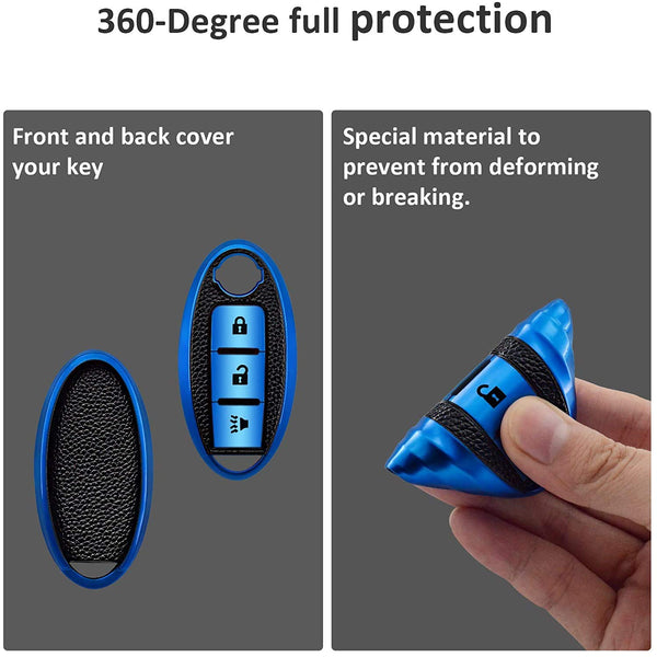 JVCV® Premium Soft TPU Leather Pattern Key Cover Compatible with Nissan Smart Key