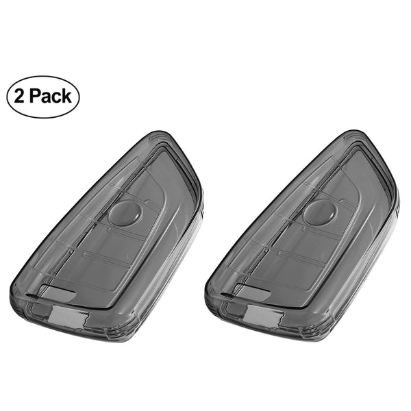 JVCV® 2 Pack Soft TPU Transparent Cover Compatible with BMW Blade Smart Key (Transparent Black)