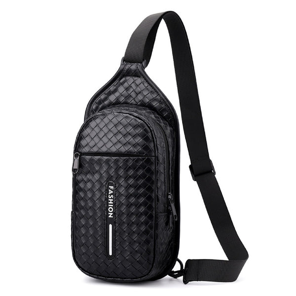 JVCV® Men's Woven-Texture Sling Bag - Lightweight Crossbody Shoulder Chest Bag with Adjustable Strap - Perfect for Travel, Gym & Daily Commute