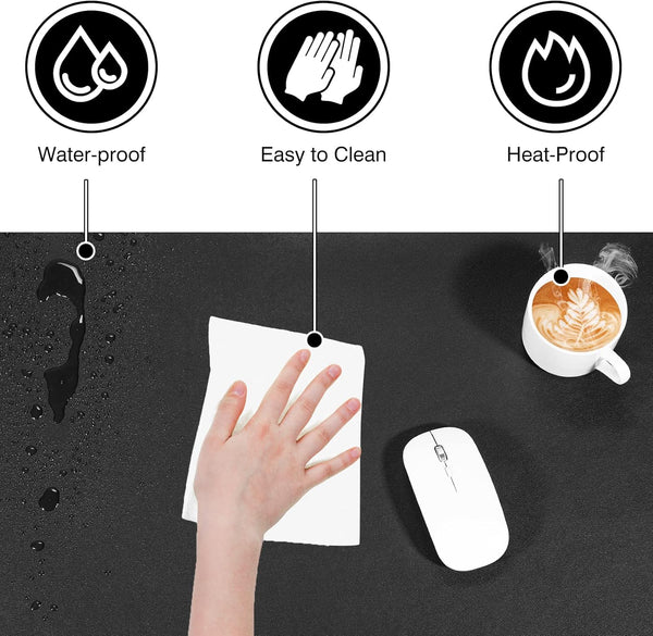 JVCV® Large Premium Vegan Leather Desk Mat Non Slip Extended Mouse Pad Reversible for Work from Home Office Gaming Accessories 80 X 40 cm