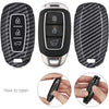 Hard Case Key Cover Compatible with Hyundai Verna 3 Button Smart Key (Carbon Black)