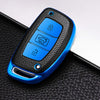 JVCV® Premium Soft TPU Leather Pattern Key Cover Compatible with Hyundai Creta, i10 Grand, i20 Elite, i20 Active, Xcent, Verna 4s, Tucson, Elantra, Grand i10 Nios 3 Button Smart Key