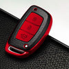 JVCV® Premium Soft TPU Leather Pattern Key Cover Compatible with Hyundai Creta, i10 Grand, i20 Elite, i20 Active, Xcent, Verna 4s, Tucson, Elantra, Grand i10 Nios 3 Button Smart Key