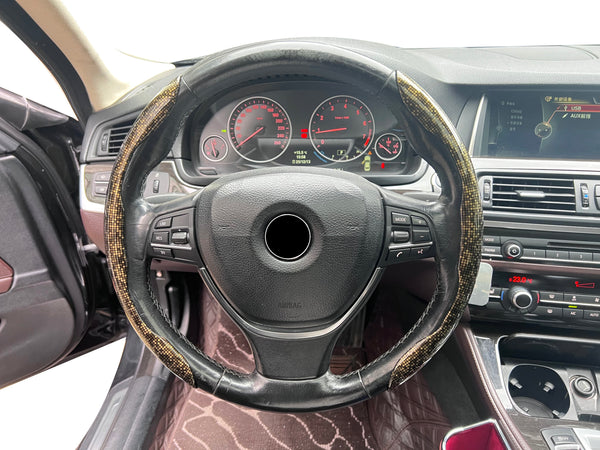 JVCV® 2 Pcs Universal Fit Checkered Pattern High Gloss Segmented Steering Wheel Cover – Hard Car Wheel Grip | Non-Slip Cover Protector | Interior Accessory