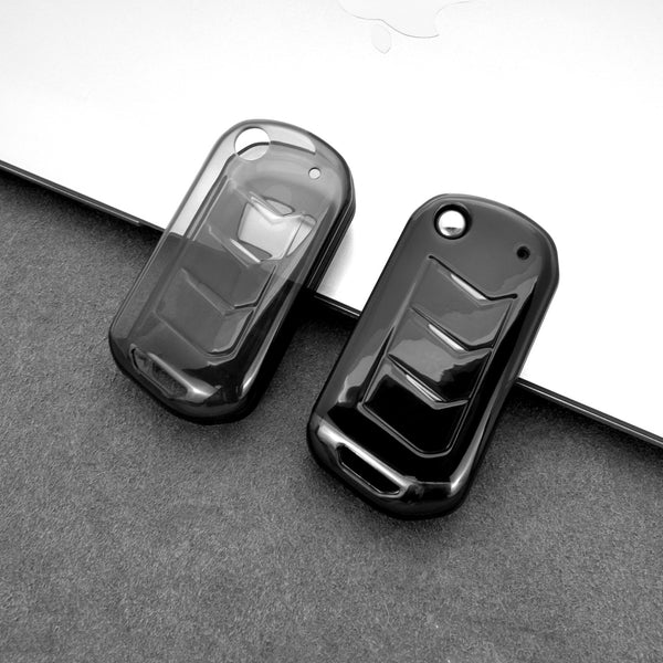 JVCV® 2 Pack Soft TPU Transparent Cover Compatible with Mahindra XUV 700, 3XO, Thar, Marazzo, Bolero, Scorpio, Scorpio N, XUV 300, TUV300 Plus and XUV 400 EV 3 Button flip Key (Transparent Black)